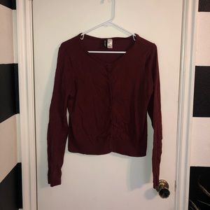 H&M maroon cropped cardigan
